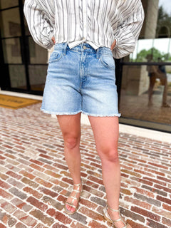 Vervet - High Rise Boyfriend Denim Shorts-410 Shorts/Skirts-VEVERT BY FLYING MONKEY-July & June Women's Fashion Boutique Located in San Antonio, Texas