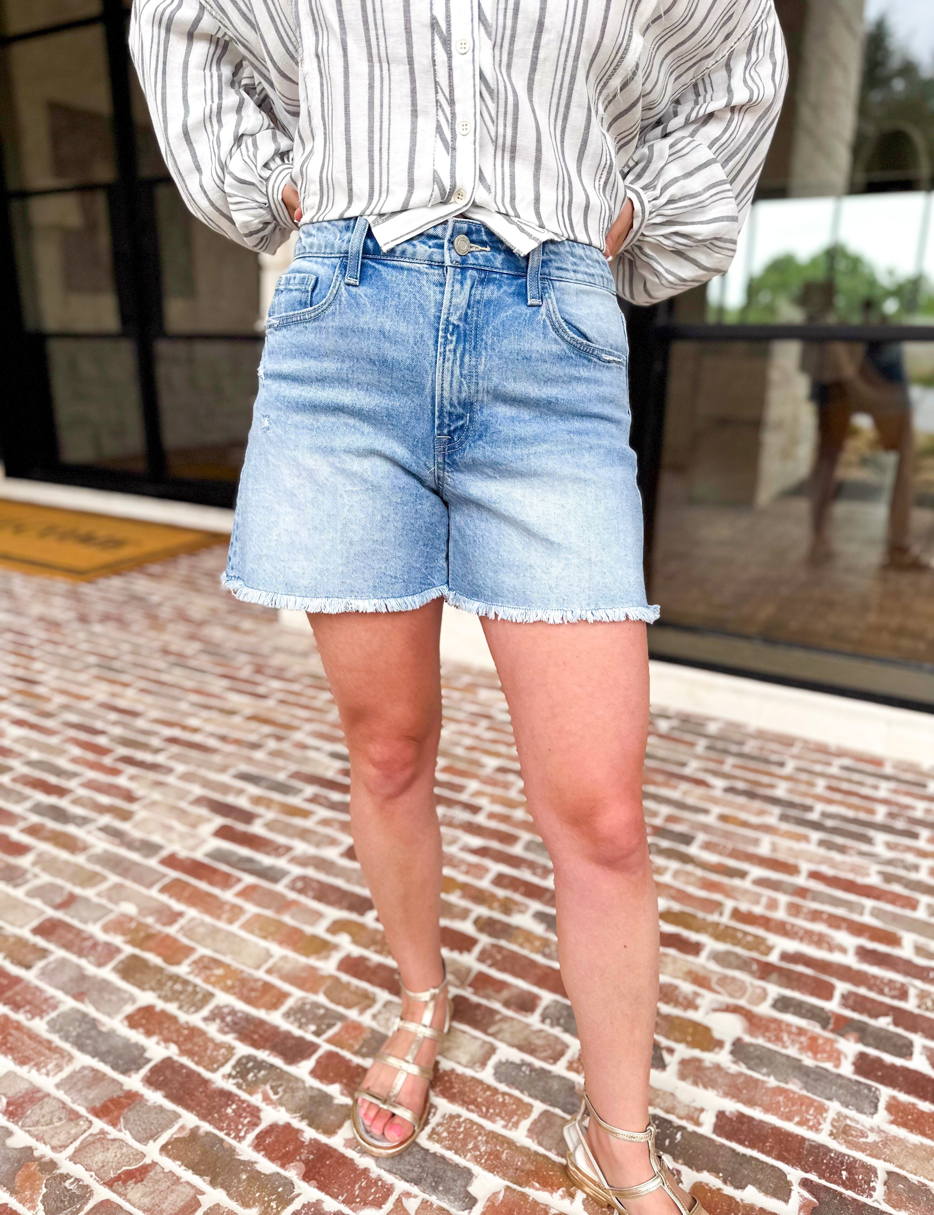 Vervet - High Rise Boyfriend Denim Shorts-410 Shorts/Skirts-VEVERT BY FLYING MONKEY-July & June Women's Fashion Boutique Located in San Antonio, Texas