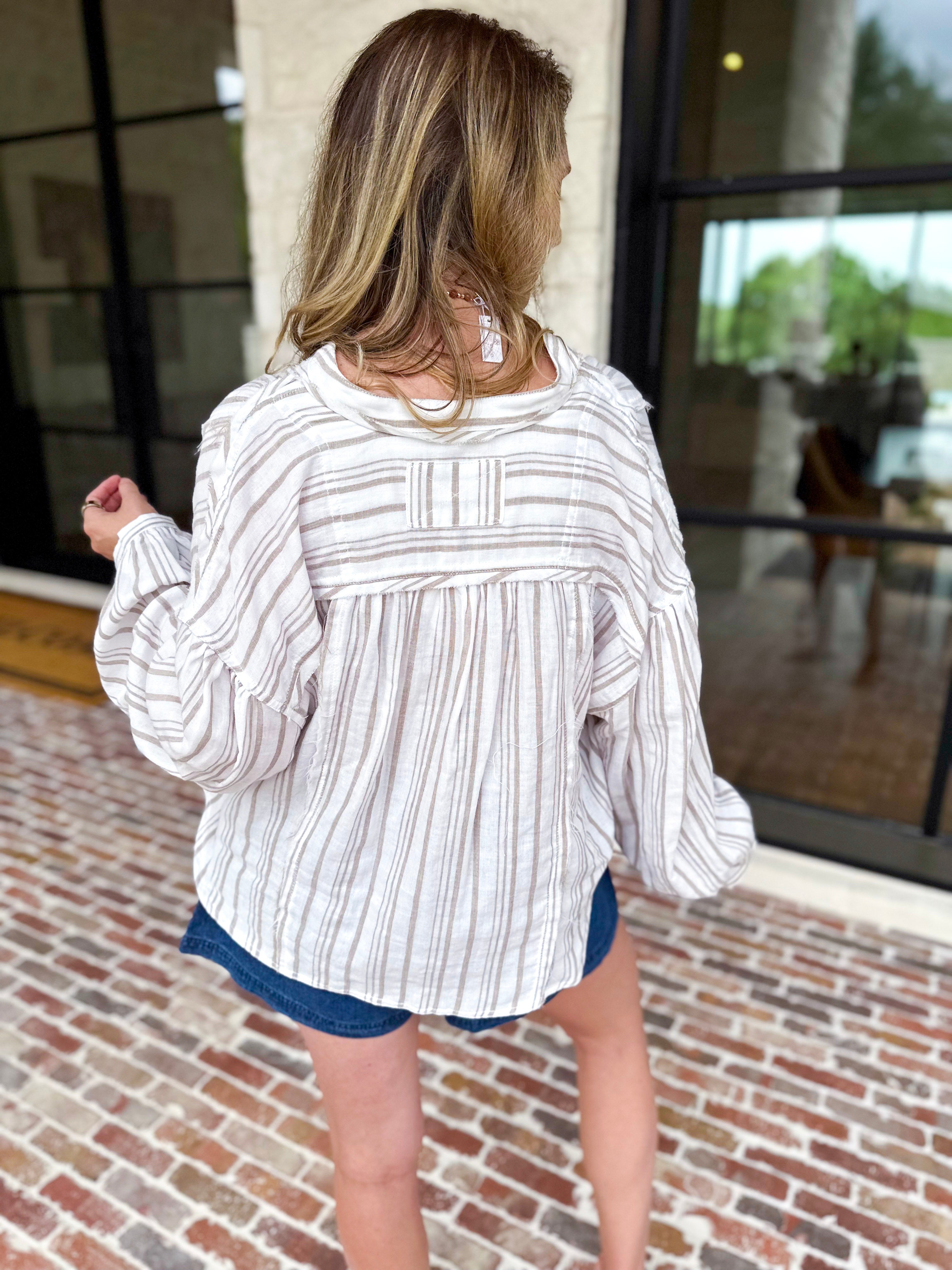 The Tulum Button Down Blouse - Taupe-200 Fashion Blouses-RAE MODE-July & June Women's Fashion Boutique Located in San Antonio, Texas