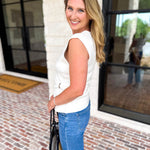 Wrap Detailed Blouse - White-200 Fashion Blouses-SKIES ARE BLUE-July & June Women's Fashion Boutique Located in San Antonio, Texas