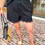 The Modern Lace Shorts - Black-410 Shorts/Skirts-ENTRO-July & June Women's Fashion Boutique Located in San Antonio, Texas