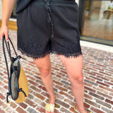 The Modern Lace Shorts - Black-410 Shorts/Skirts-ENTRO-July & June Women's Fashion Boutique Located in San Antonio, Texas