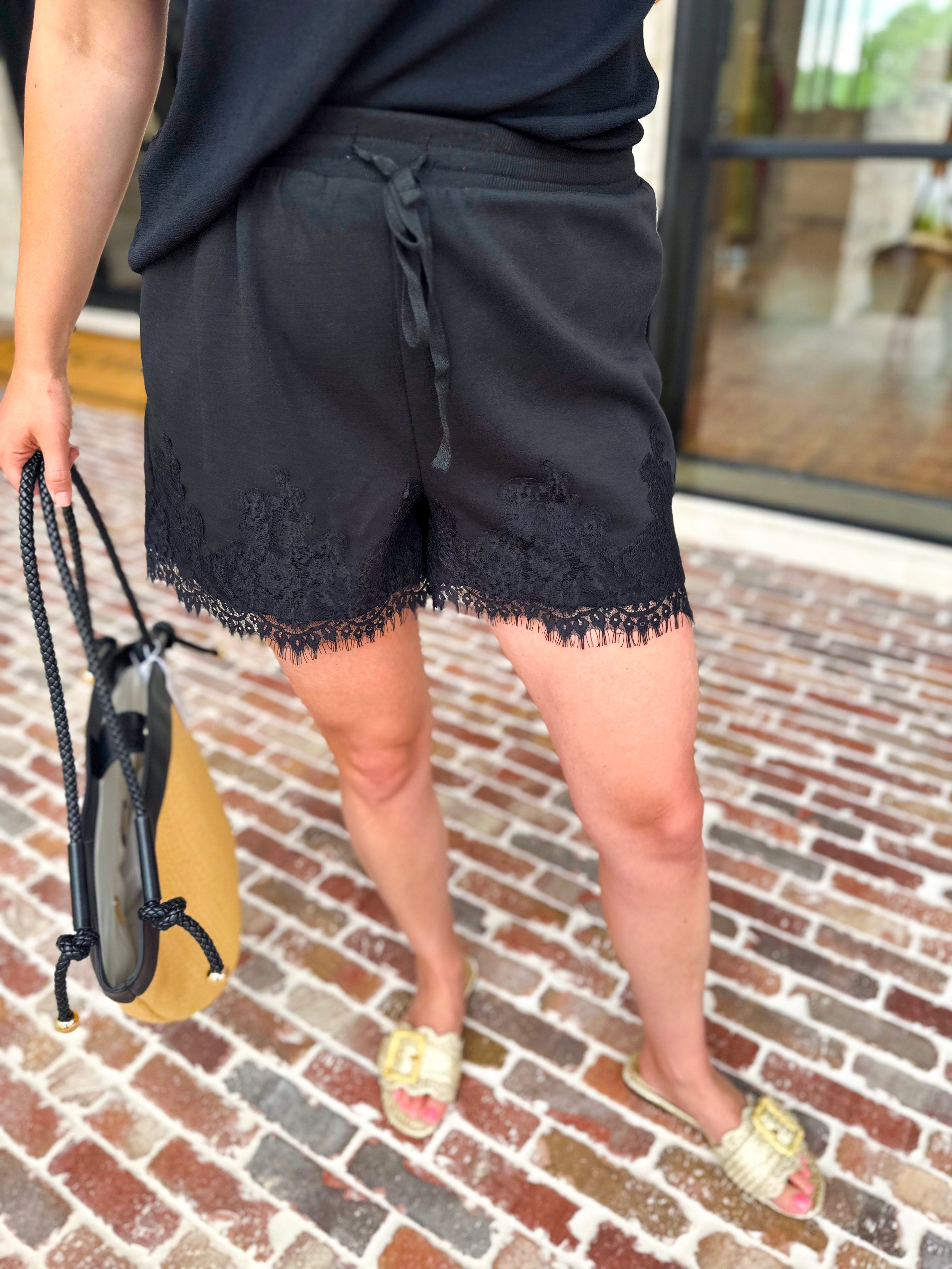 The Modern Lace Shorts - Black-410 Shorts/Skirts-ENTRO-July & June Women's Fashion Boutique Located in San Antonio, Texas