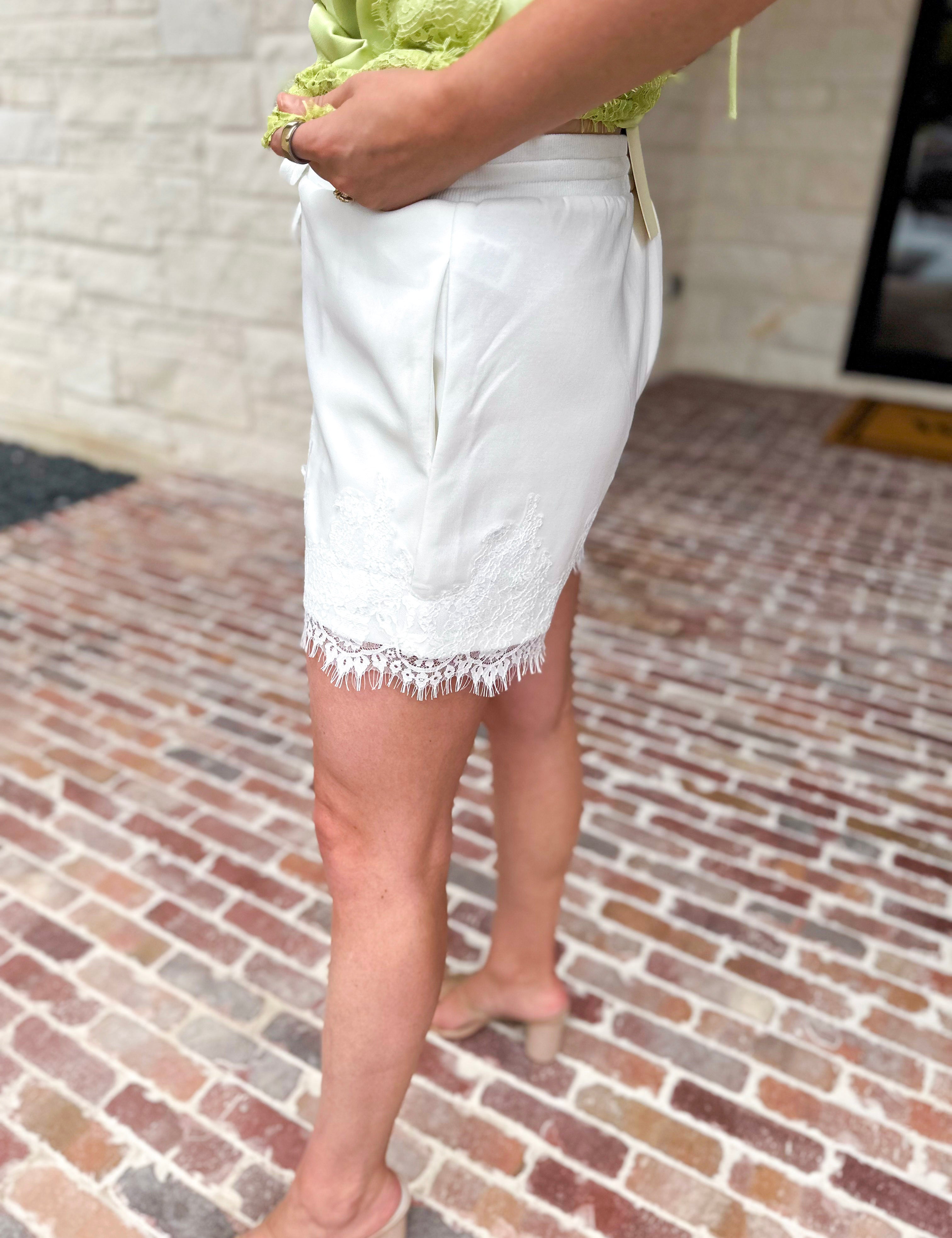 The Modern Lace Shorts - White-410 Shorts/Skirts-ENTRO-July & June Women's Fashion Boutique Located in San Antonio, Texas