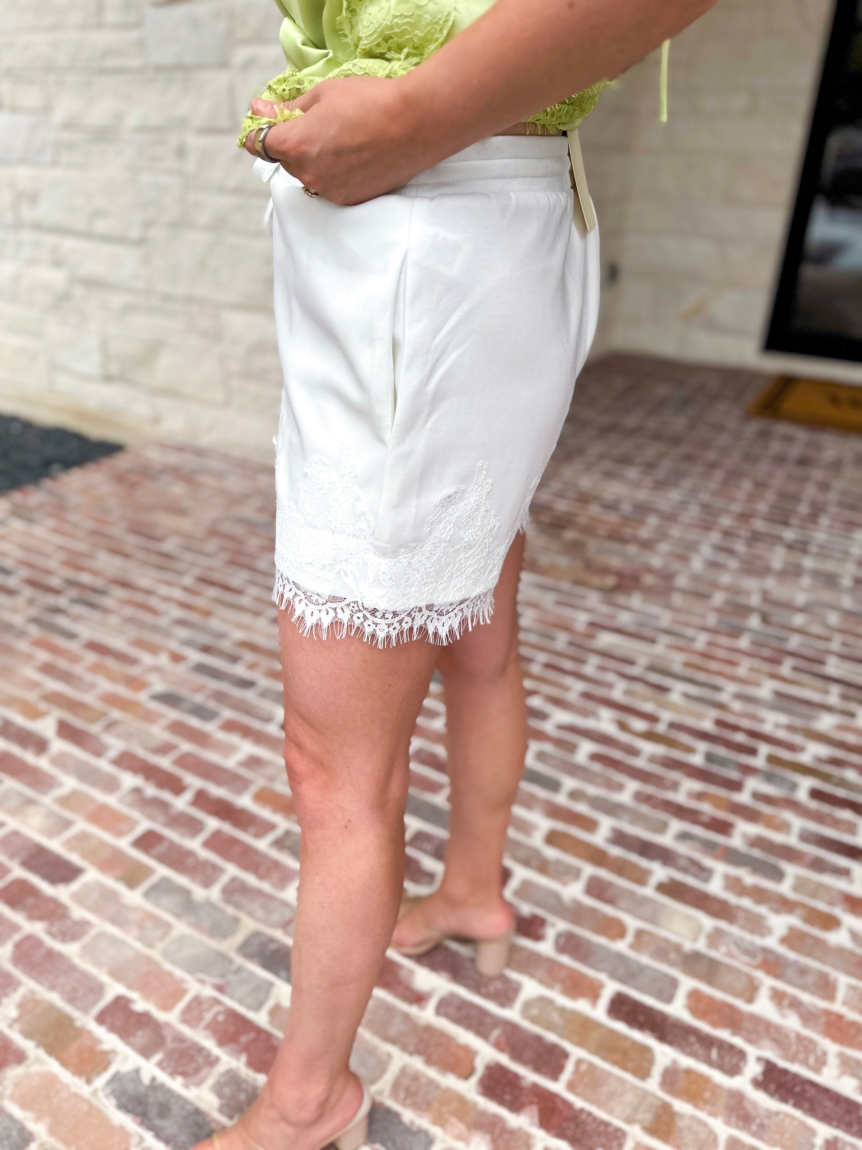 The Modern Lace Shorts - White-410 Shorts/Skirts-ENTRO-July & June Women's Fashion Boutique Located in San Antonio, Texas