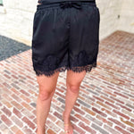 Night Out Black Lace Shorts-410 Shorts/Skirts-ENTRO-July & June Women's Fashion Boutique Located in San Antonio, Texas