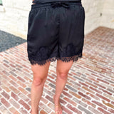 Night Out Black Lace Shorts-410 Shorts/Skirts-ENTRO-July & June Women's Fashion Boutique Located in San Antonio, Texas