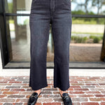 Vervet - High Rise Ankle Wide Leg Black Jeans-420 Denim-VEVERT BY FLYING MONKEY-July & June Women's Fashion Boutique Located in San Antonio, Texas