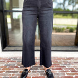 Vervet - High Rise Ankle Wide Leg Black Jeans-420 Denim-VEVERT BY FLYING MONKEY-July & June Women's Fashion Boutique Located in San Antonio, Texas