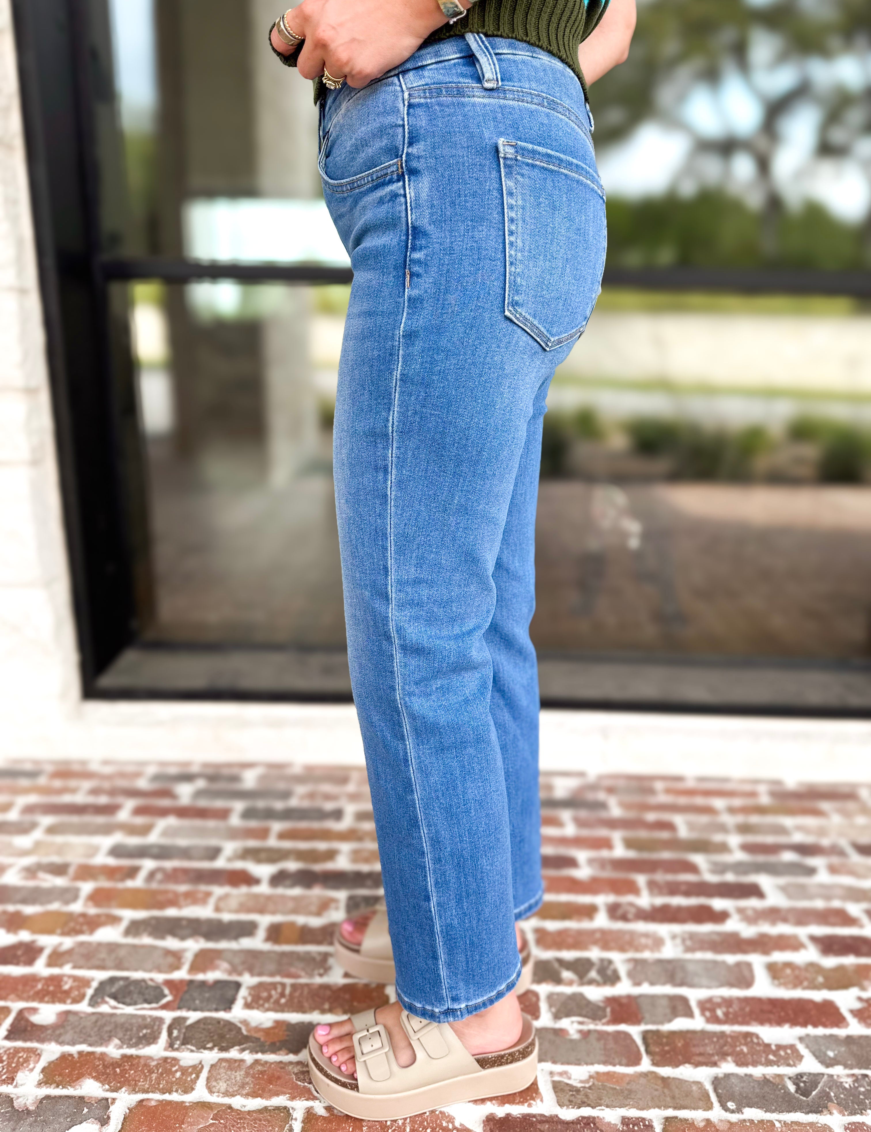 Vervet - Mid Rise Straight Leg Jeans-420 Denim-VEVERT BY FLYING MONKEY-July & June Women's Fashion Boutique Located in San Antonio, Texas