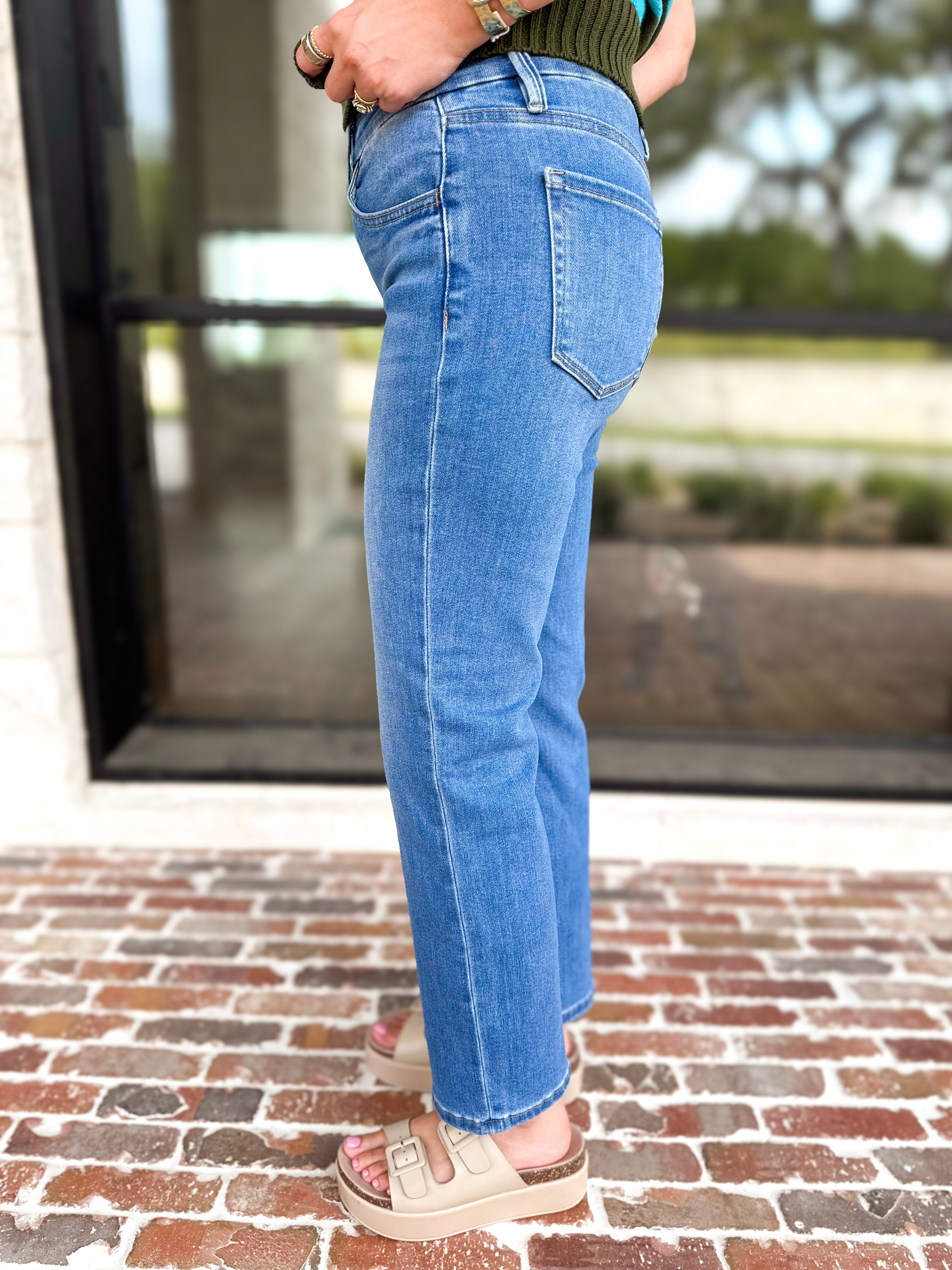 Vervet - Mid Rise Straight Leg Jeans-420 Denim-VEVERT BY FLYING MONKEY-July & June Women's Fashion Boutique Located in San Antonio, Texas