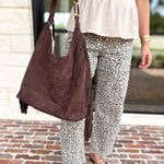 Janis Fringe Hobo Bag - Chocolate-130 ACCESSORIES-SHIRALEAH-July & June Women's Fashion Boutique Located in San Antonio, Texas