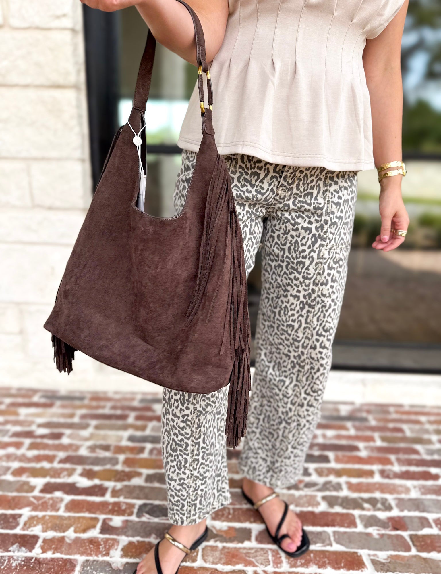 Janis Fringe Hobo Bag - Chocolate-130 ACCESSORIES-SHIRALEAH-July & June Women's Fashion Boutique Located in San Antonio, Texas