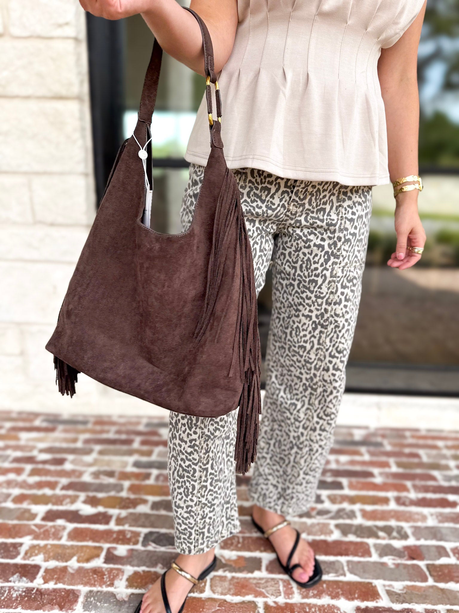 Janis Fringe Hobo Bag - Chocolate-130 ACCESSORIES-SHIRALEAH-July & June Women's Fashion Boutique Located in San Antonio, Texas