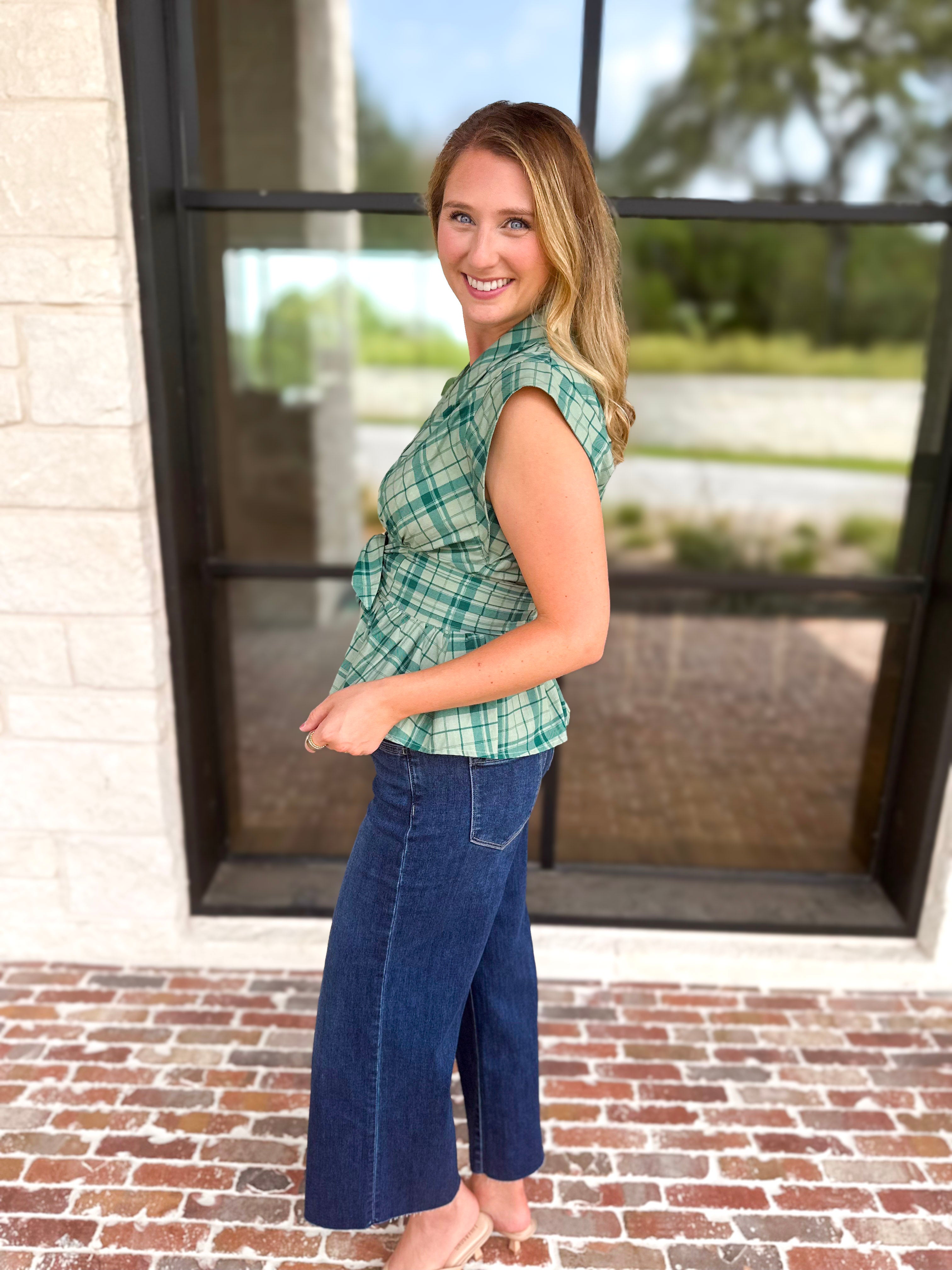 The Remi Cinched Blouse - Spruce Green-200 Fashion Blouses-ENTRO-July & June Women's Fashion Boutique Located in San Antonio, Texas