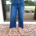 Vervet - High Rise Dark Trouser Style Jeans-420 Denim-VEVERT BY FLYING MONKEY-July & June Women's Fashion Boutique Located in San Antonio, Texas