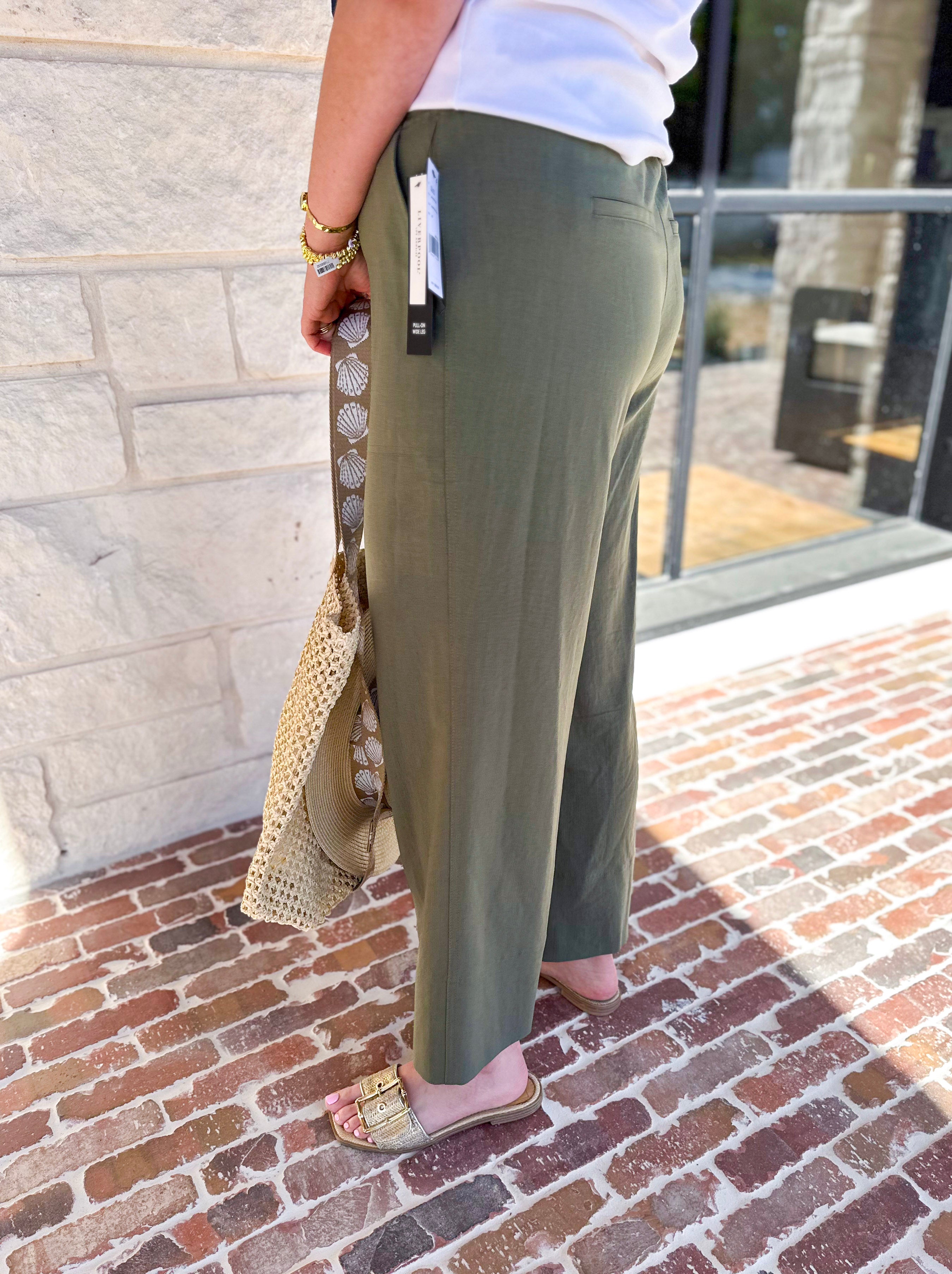 LIVERPOOL - Pull On Cropped Pant - Green-400 Pants-LIVERPOOL JEANS COMPANY-July & June Women's Fashion Boutique Located in San Antonio, Texas