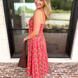 Carried Away Midi Dress - Coral-500 Midi-ENTRO-July & June Women's Fashion Boutique Located in San Antonio, Texas