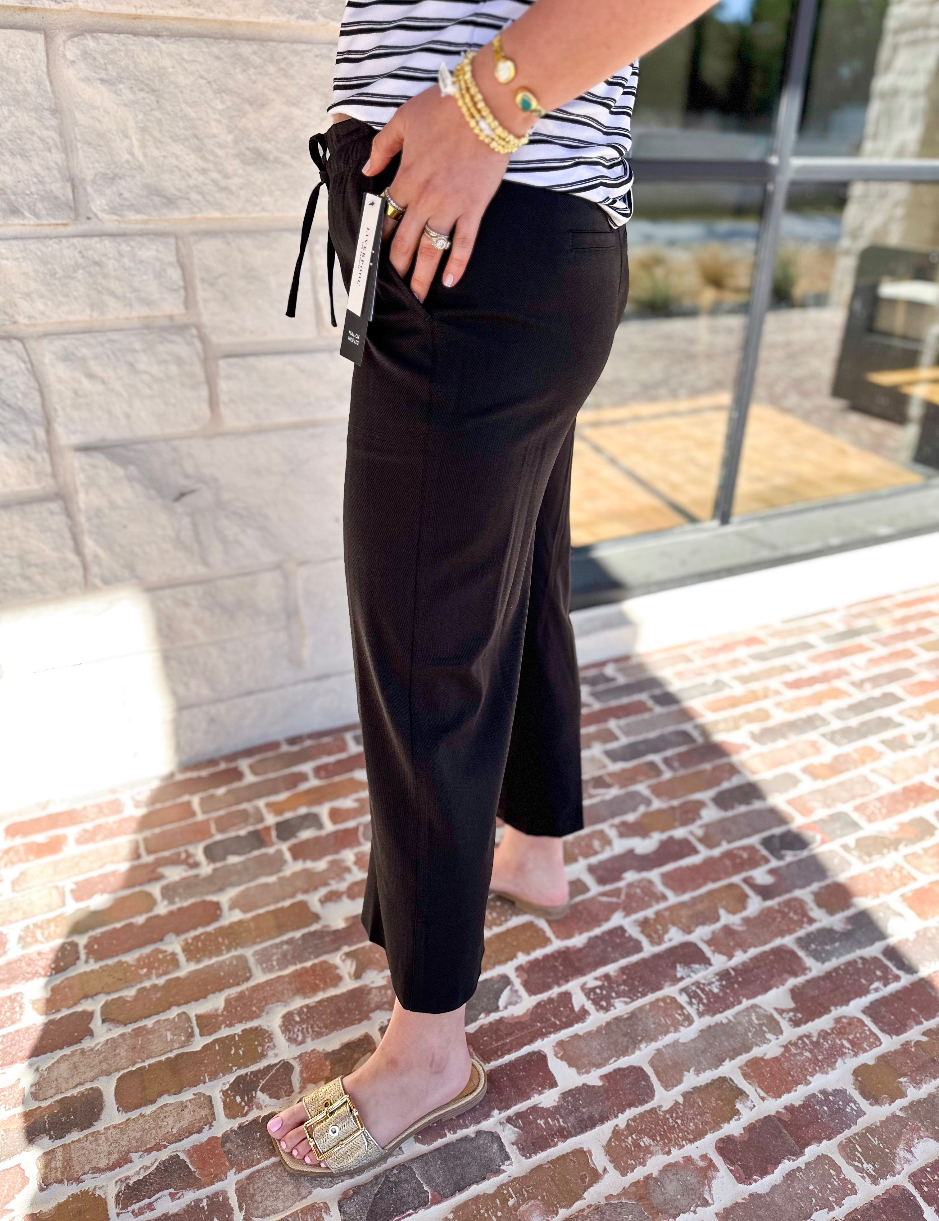 LIVERPOOL - Pull On Cropped Pant - Black-400 Pants-LIVERPOOL JEANS COMPANY-July & June Women's Fashion Boutique Located in San Antonio, Texas