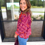 Spiced Plum Floral Blouse-200 Fashion Blouses-ENTRO-July & June Women's Fashion Boutique Located in San Antonio, Texas