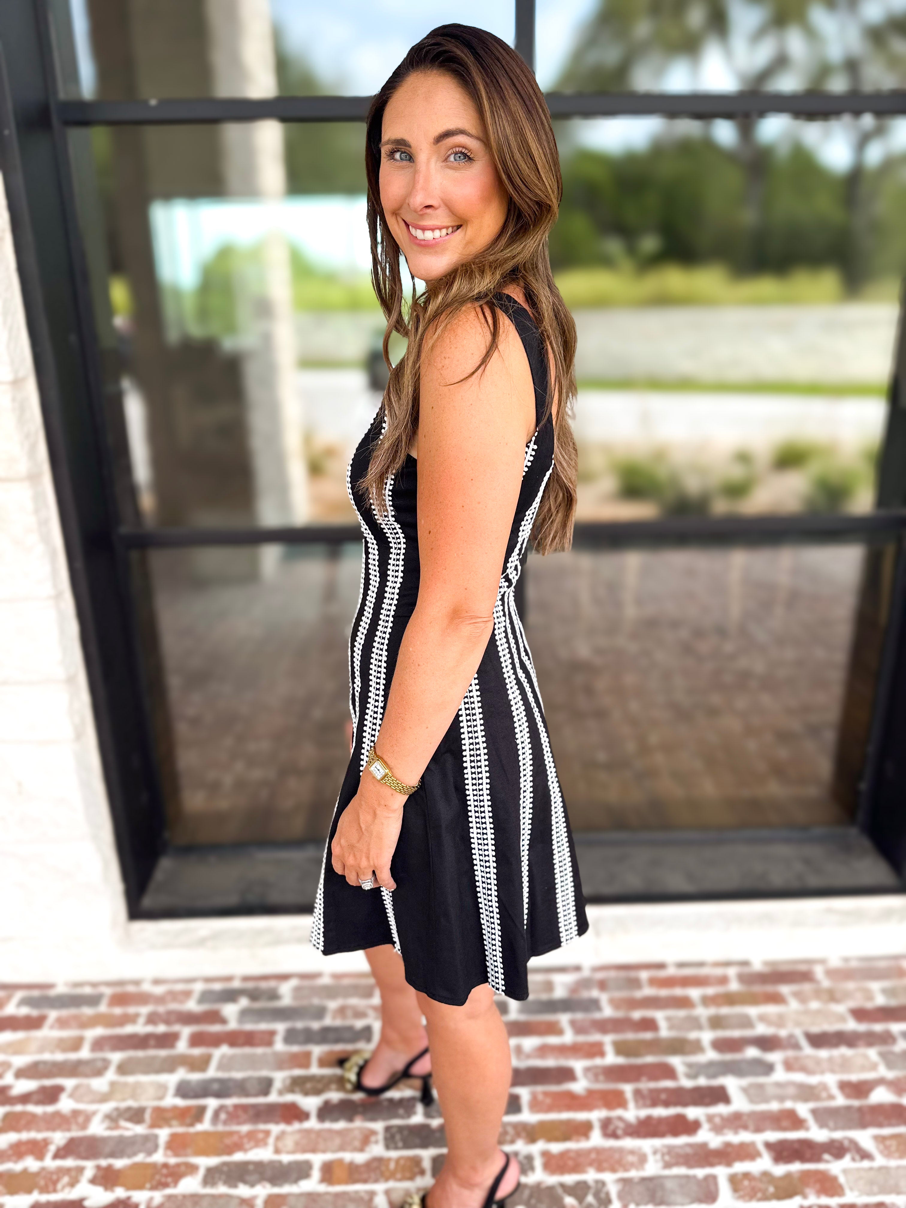 Black & White Statement Mini Dress-510 Mini-TCEC-July & June Women's Fashion Boutique Located in San Antonio, Texas