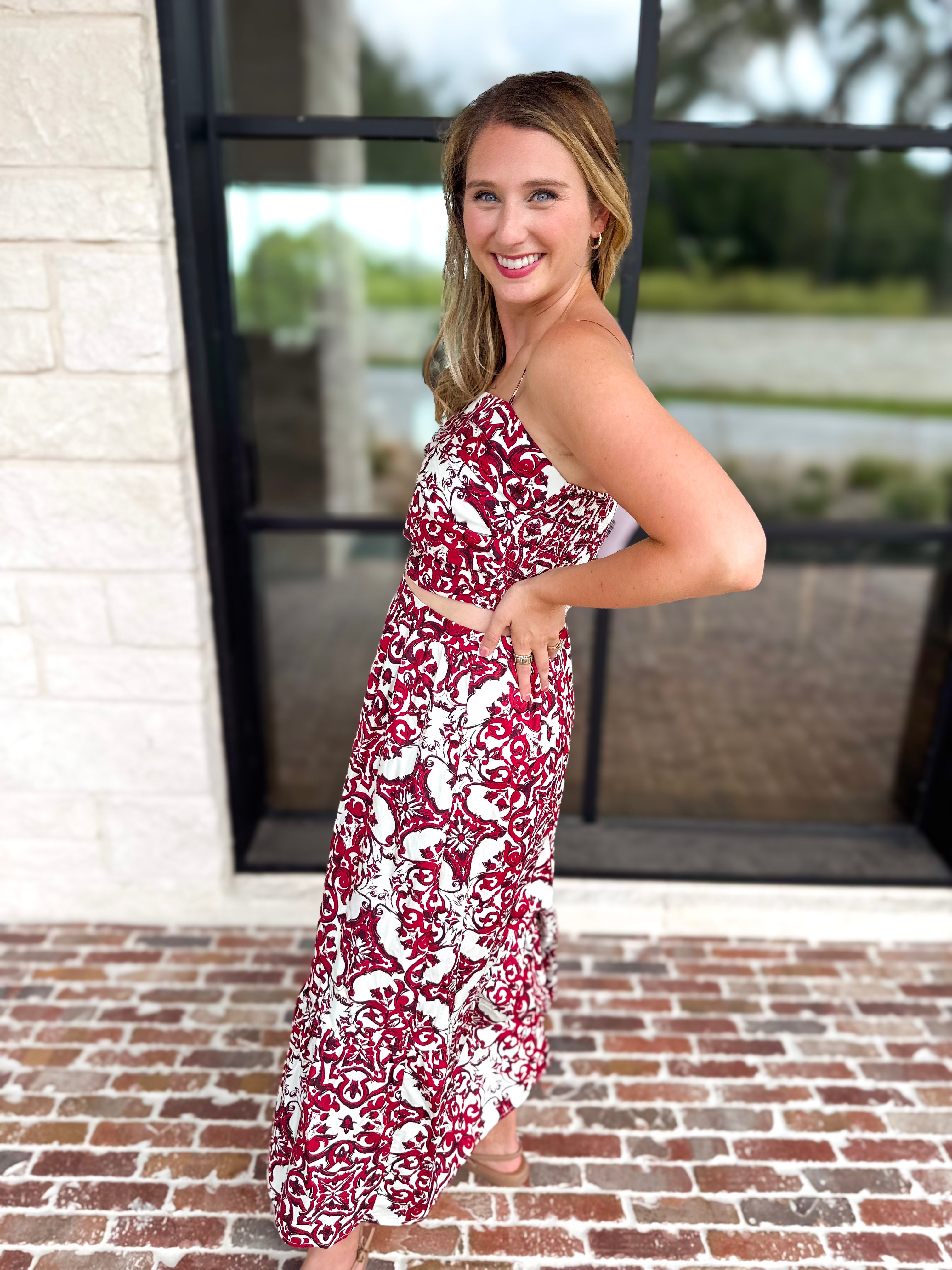 Cranberry Crush Midi Skirt Set-500 Midi-TCEC-July & June Women's Fashion Boutique Located in San Antonio, Texas