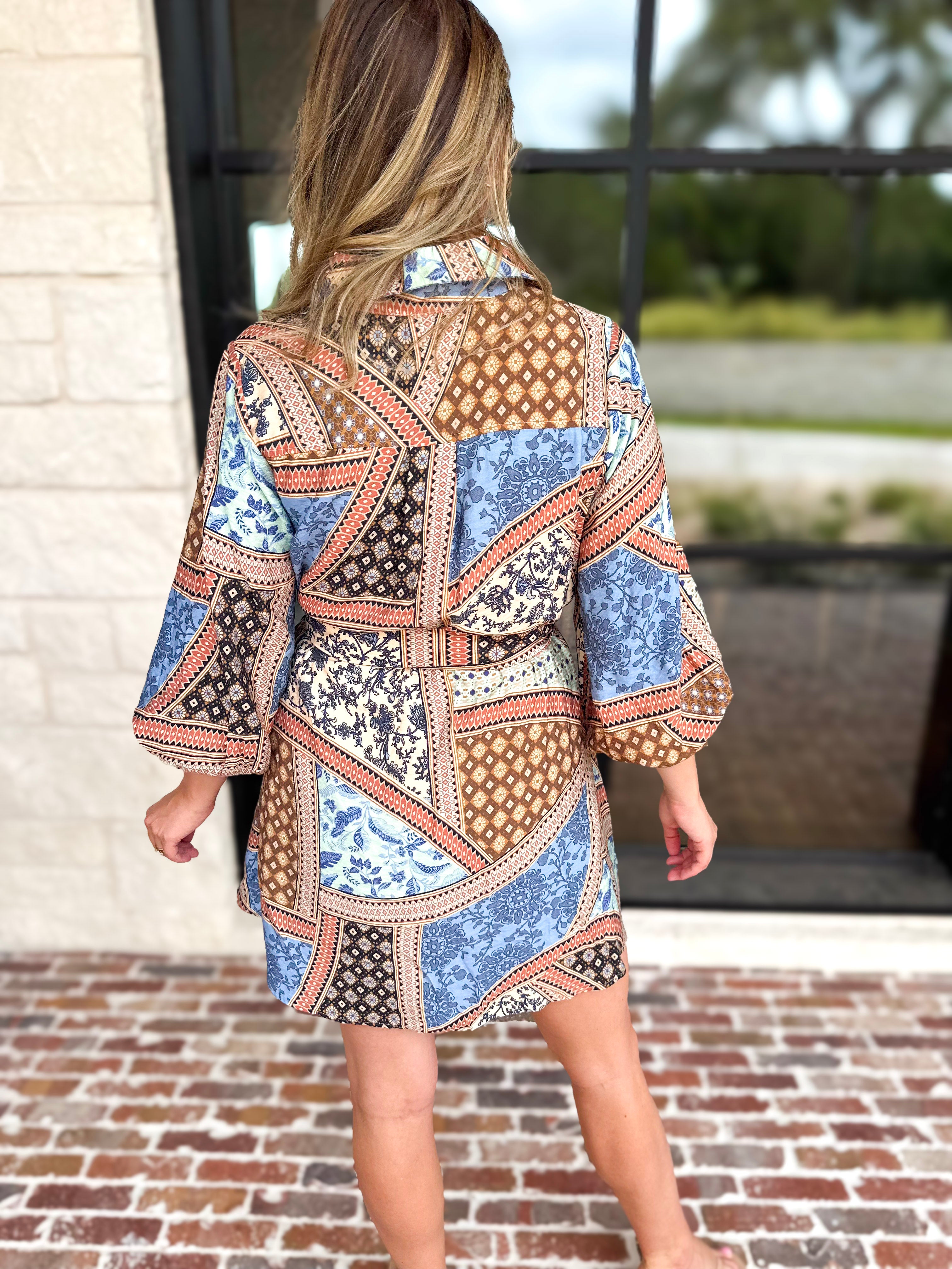 Effortless Mixed Print Mini Dress-510 Mini-ENTRO-July & June Women's Fashion Boutique Located in San Antonio, Texas
