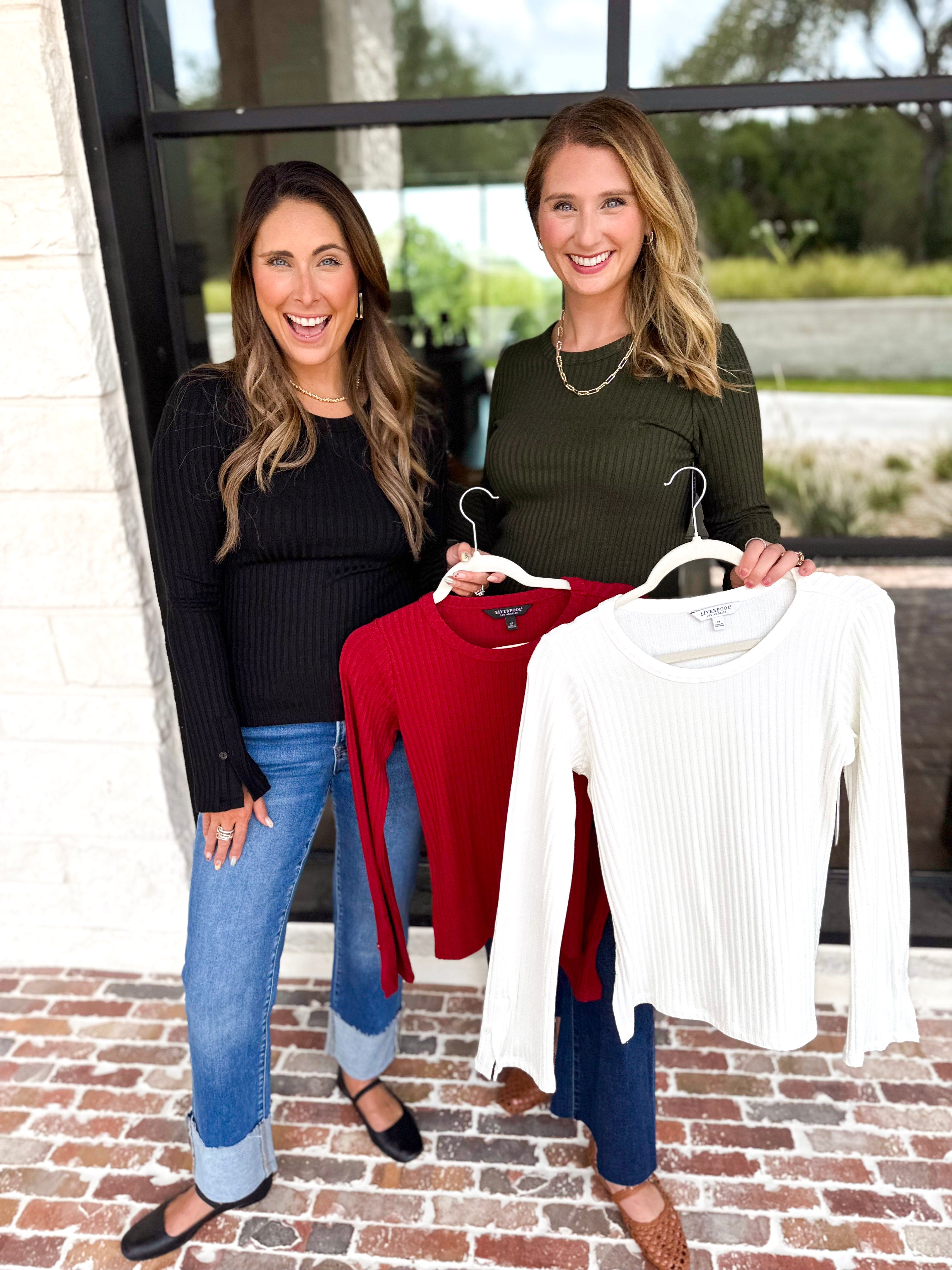 Liverpool - Everyday Favorite Scoop Neck Top - Forest-230 Sweaters/Cardis-LIVERPOOL JEANS COMPANY-July & June Women's Fashion Boutique Located in San Antonio, Texas