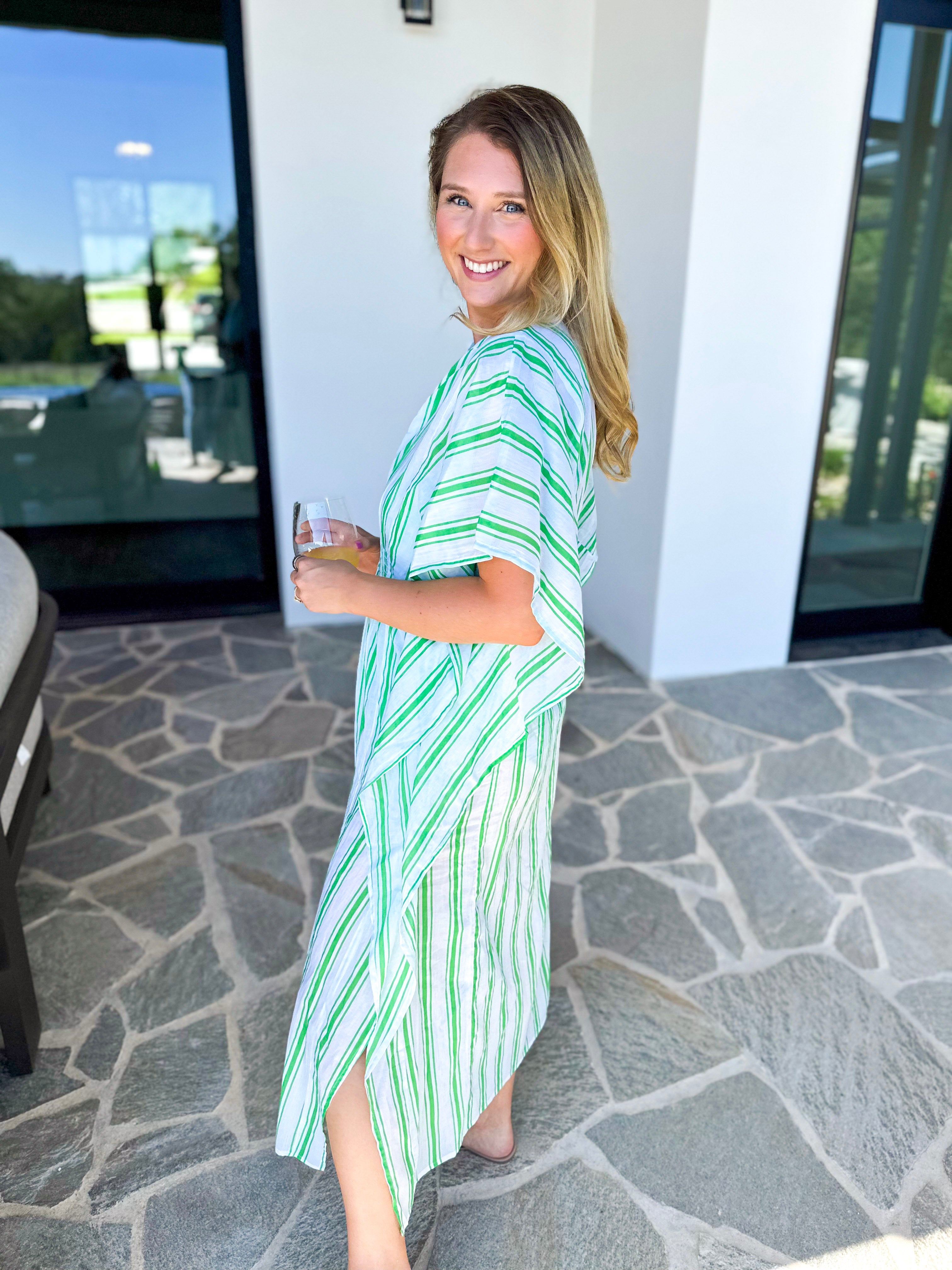 MARY SQUARE - Priscilla Short Beach Dress - Seafoam Stripe-300 Athleisure/Lounge-MARY SQUARE-July & June Women's Fashion Boutique Located in San Antonio, Texas