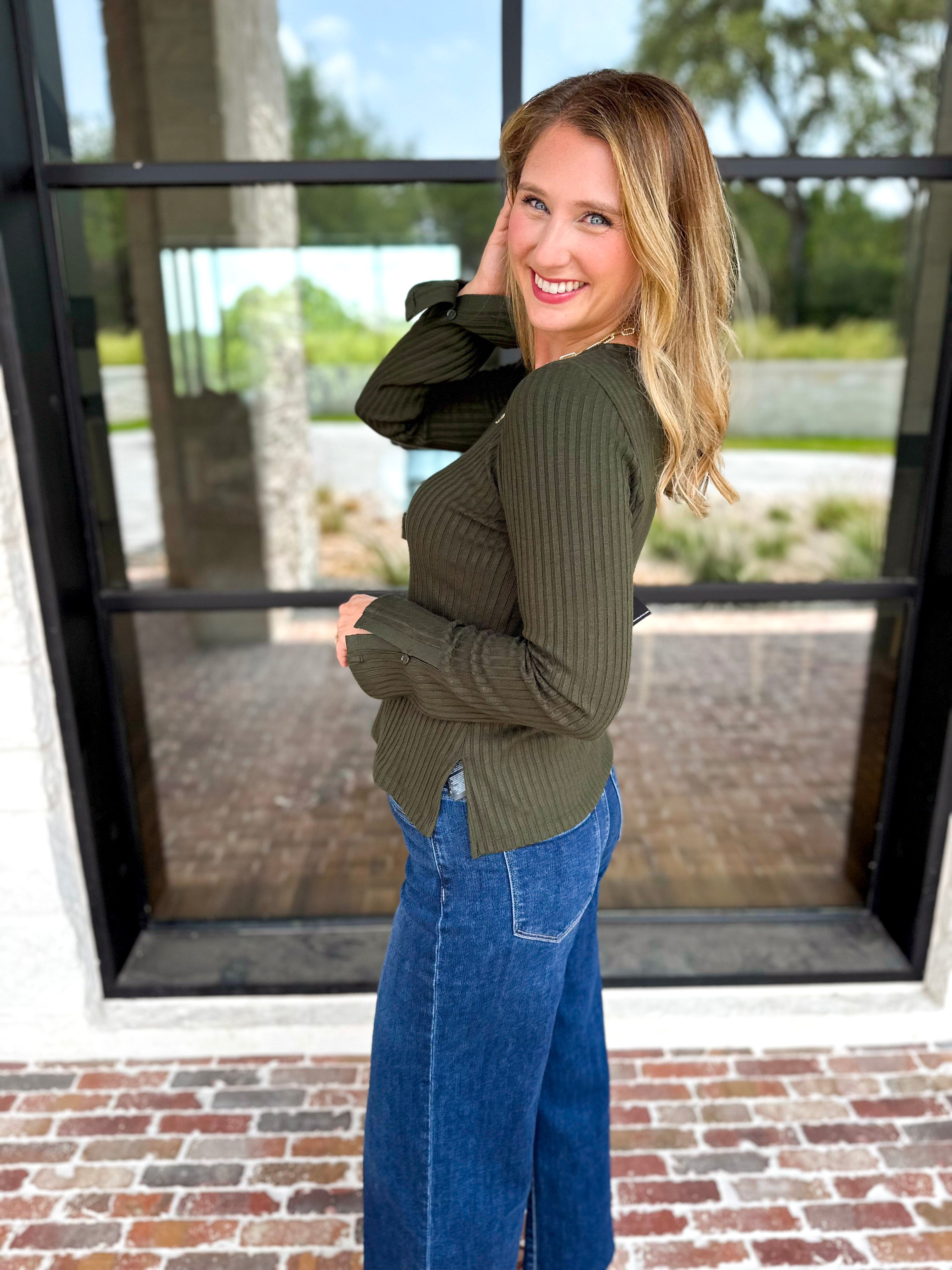 Liverpool - Everyday Favorite Scoop Neck Top - Forest-230 Sweaters/Cardis-LIVERPOOL JEANS COMPANY-July & June Women's Fashion Boutique Located in San Antonio, Texas