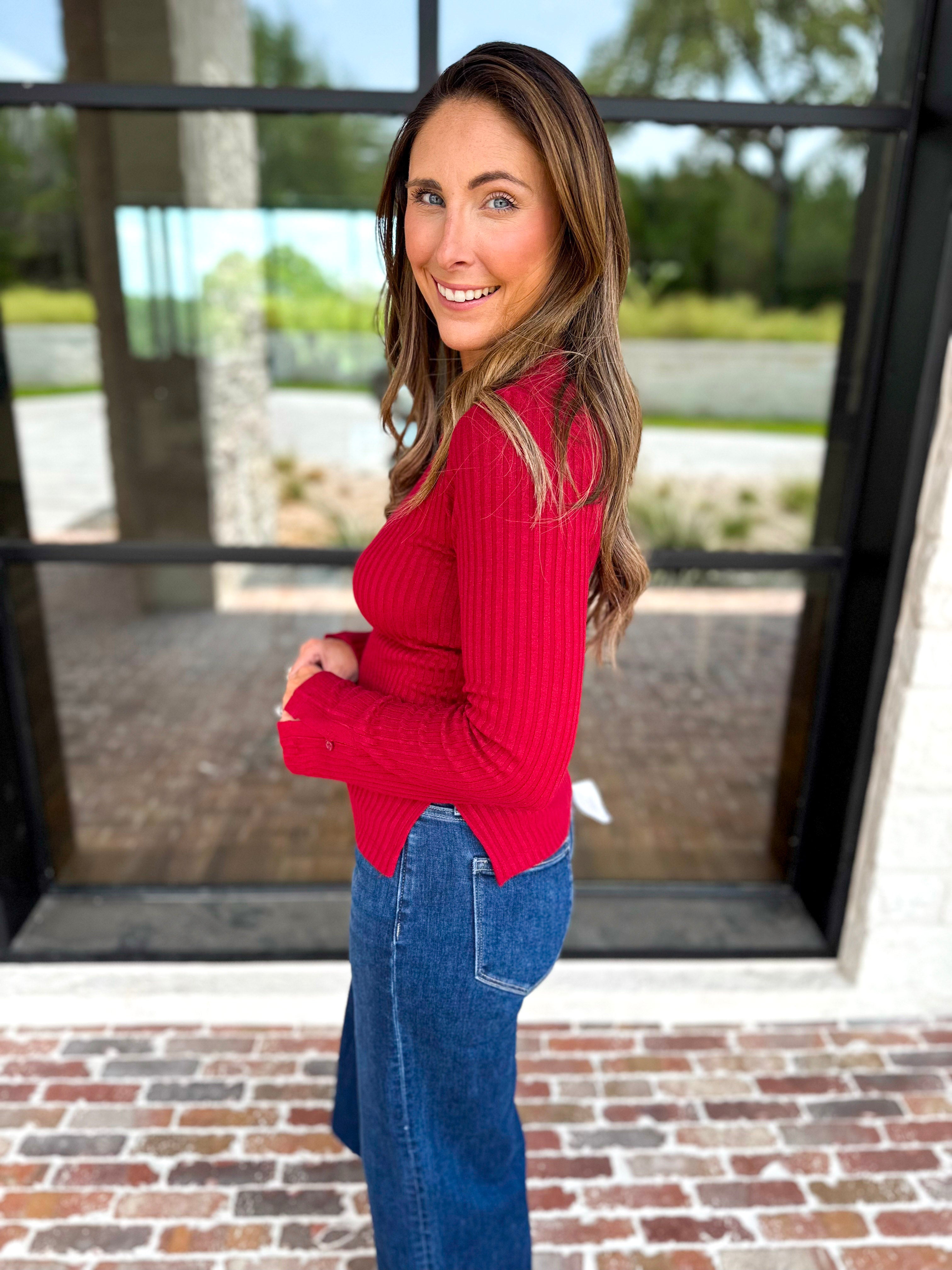 Liverpool - Everyday Favorite Scoop Neck Top - Berry-230 Sweaters/Cardis-LIVERPOOL JEANS COMPANY-July & June Women's Fashion Boutique Located in San Antonio, Texas