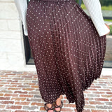 Chocolate Brown Polka Dot Midi Skirt-500 Midi-SKIES ARE BLUE-July & June Women's Fashion Boutique Located in San Antonio, Texas