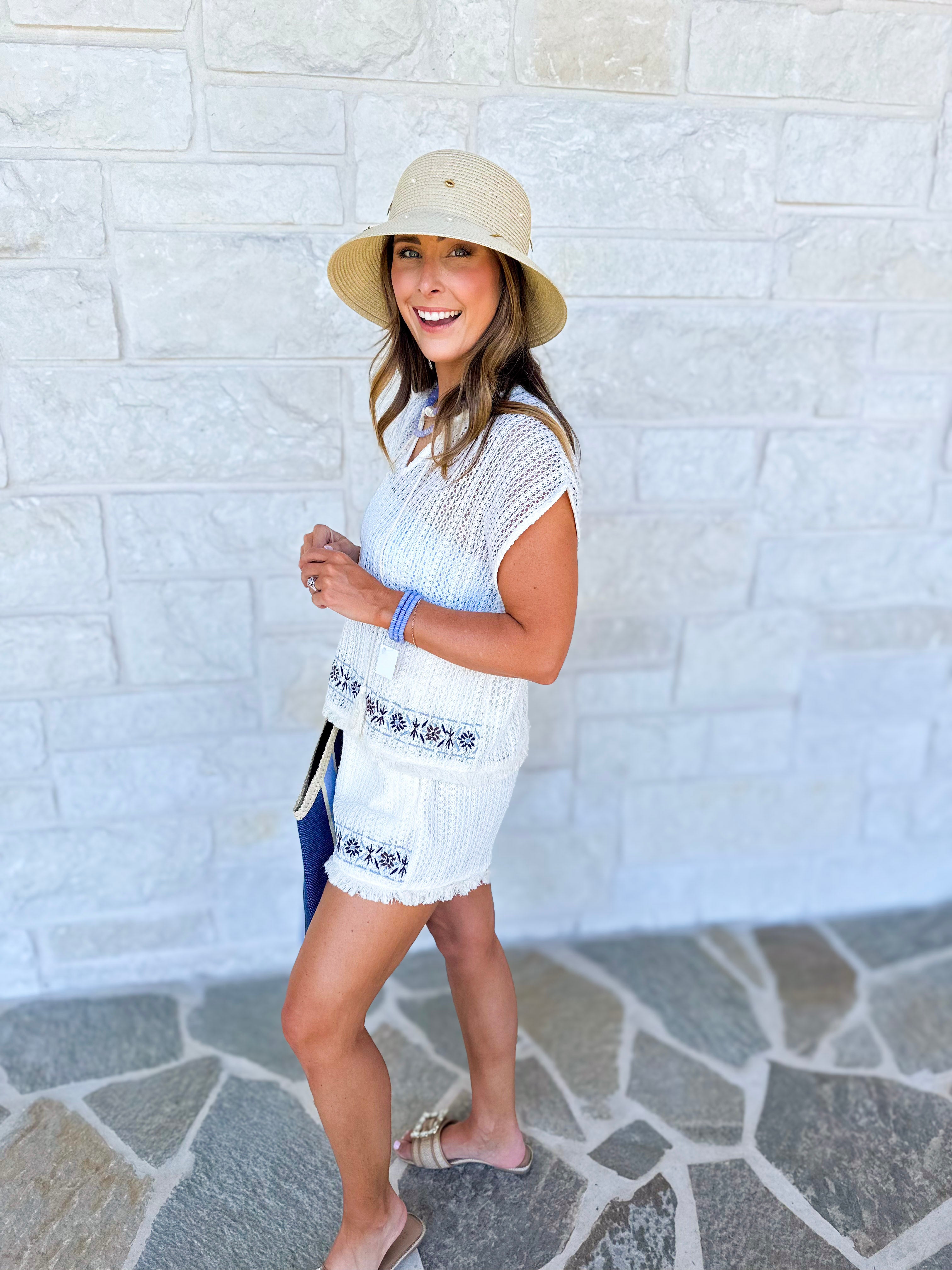 Artisan Crochet Cover Up Short Set-300 Athleisure/Lounge-IN FEBRUARY-July & June Women's Fashion Boutique Located in San Antonio, Texas