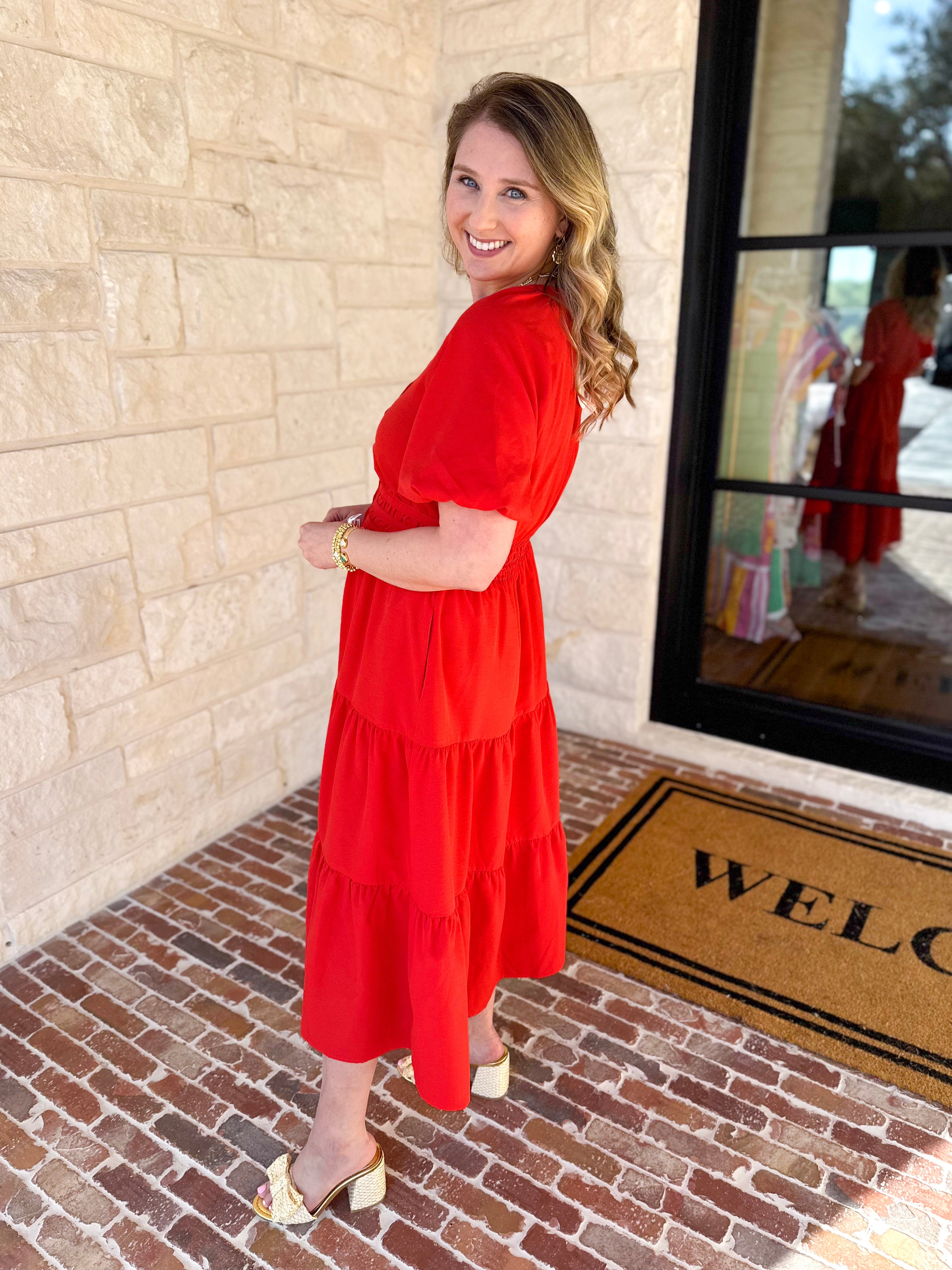 The Carrie Midi Dress - Red-500 Midi-IN FEBRUARY-July & June Women's Fashion Boutique Located in San Antonio, Texas