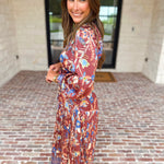 Current Air - Fall Gardens Midi Dress-500 Midi-CURRENT AIR CLOTHING-July & June Women's Fashion Boutique Located in San Antonio, Texas