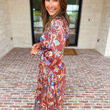Current Air - Fall Gardens Midi Dress-500 Midi-CURRENT AIR CLOTHING-July & June Women's Fashion Boutique Located in San Antonio, Texas