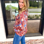 Current Air - Fall Gardens Blouse-200 Fashion Blouses-CURRENT AIR CLOTHING-July & June Women's Fashion Boutique Located in San Antonio, Texas