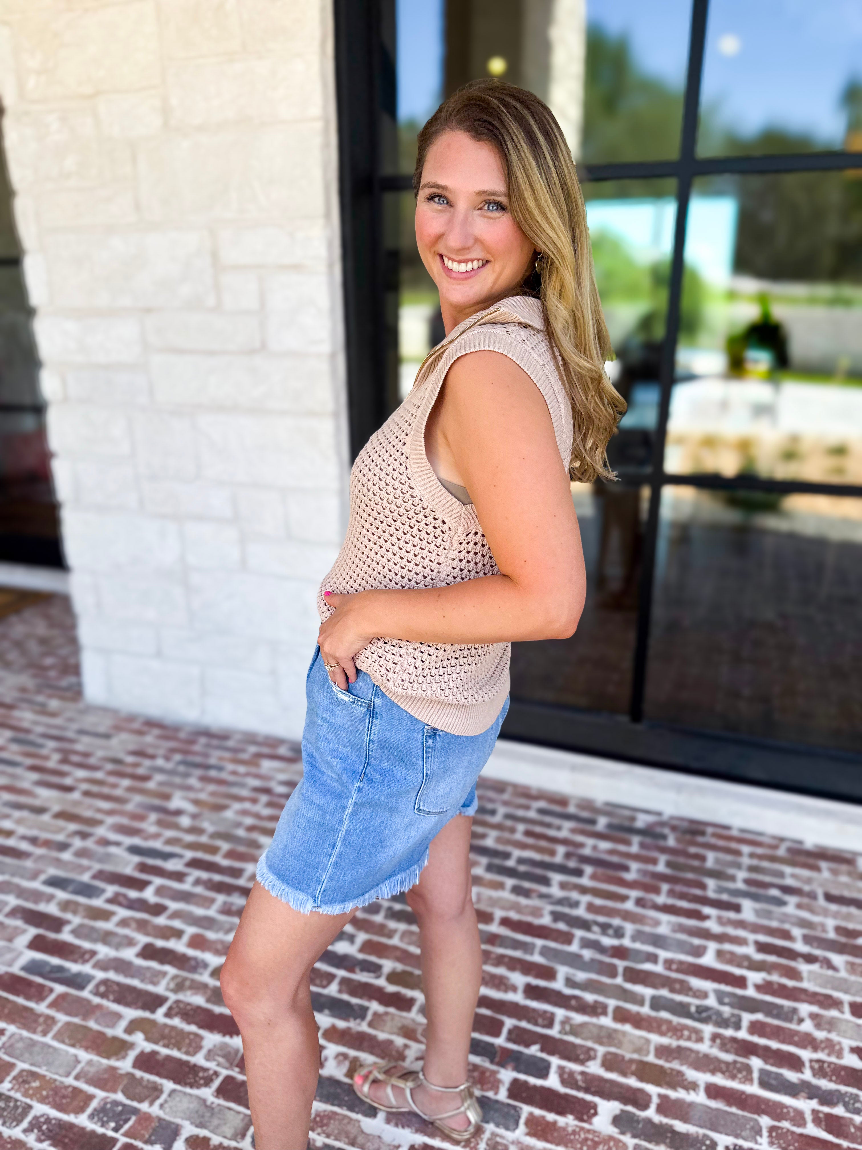 Knit Zip Tank-230 Sweaters/Cardis-FATE-July & June Women's Fashion Boutique Located in San Antonio, Texas