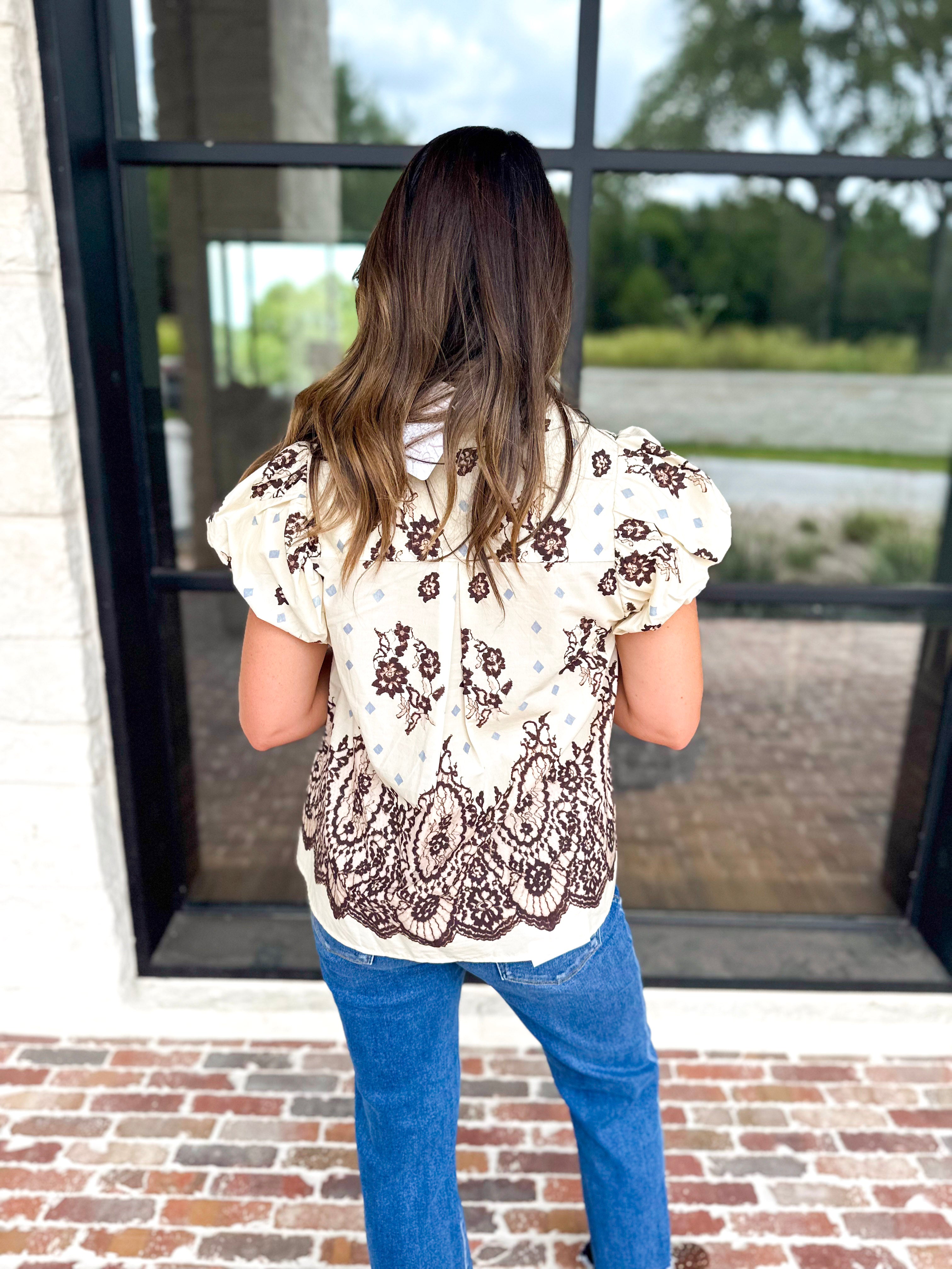 Feminine Feeling Puff Sleeve Blouse-200 Fashion Blouses-ENTRO-July & June Women's Fashion Boutique Located in San Antonio, Texas