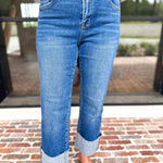 Vervet - High Rise Cropped & Cuffed Straight Leg Jeans-420 Denim-VEVERT BY FLYING MONKEY-July & June Women's Fashion Boutique Located in San Antonio, Texas