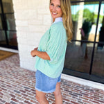 Seersucker Sweet Blouse - Light Green-200 Fashion Blouses-ENTRO-July & June Women's Fashion Boutique Located in San Antonio, Texas