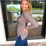 Liverpool - Asymmetrical Striped Blouse-200 Fashion Blouses-LIVERPOOL JEANS COMPANY-July & June Women's Fashion Boutique Located in San Antonio, Texas