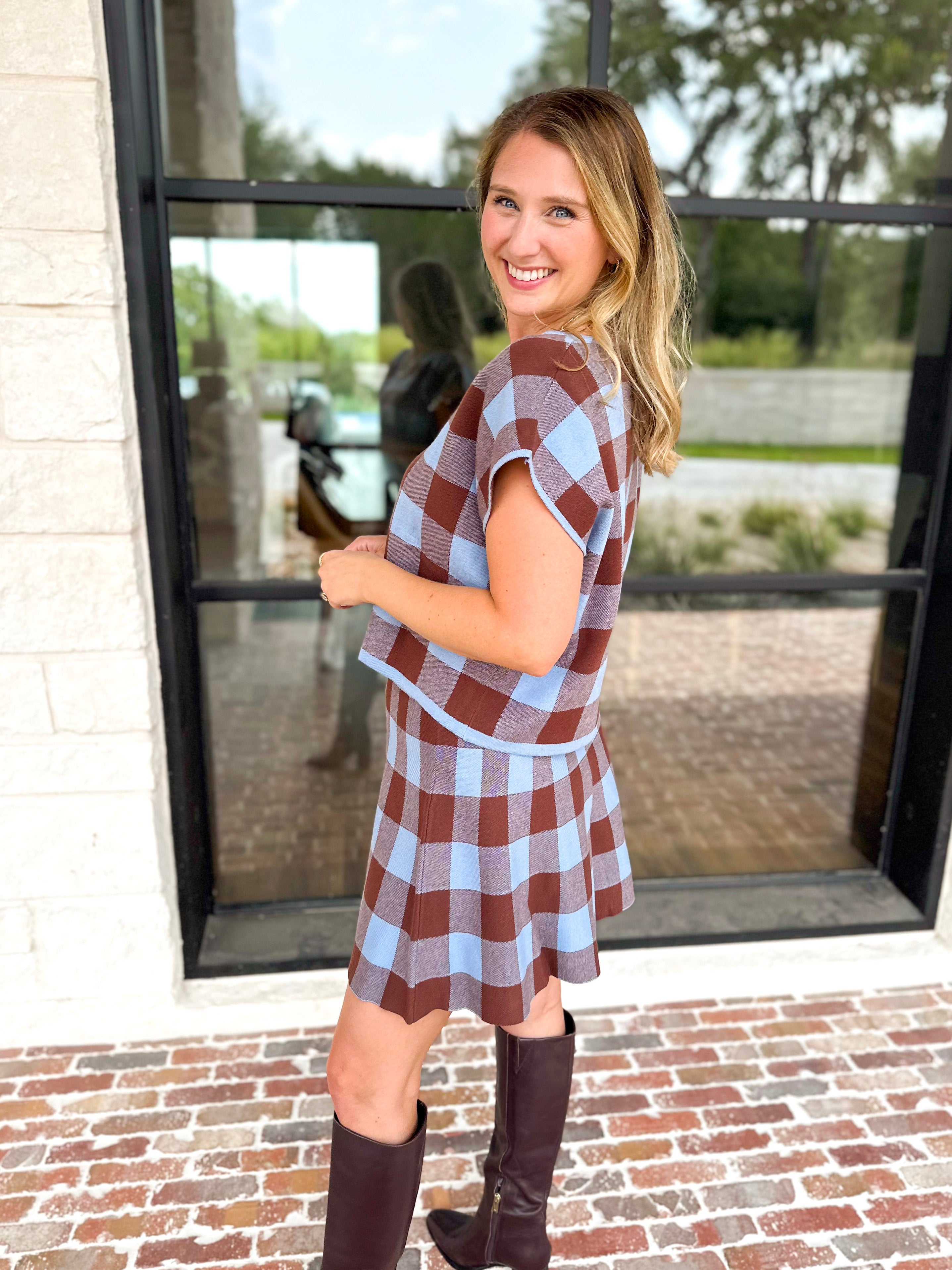 The Margot Set - Chocolate & Blue-510 Mini-ENTRO-July & June Women's Fashion Boutique Located in San Antonio, Texas