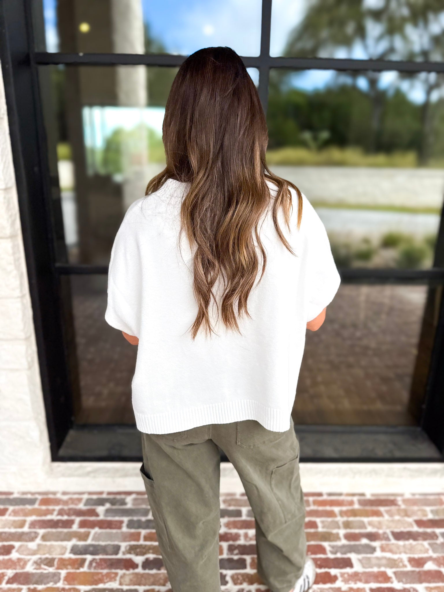 Easy Going Short Sleeve Knit Top - Ivory-230 Sweaters/Cardis-PINCH-July & June Women's Fashion Boutique Located in San Antonio, Texas
