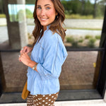 Easy Days Denim Top-200 Fashion Blouses-ENTRO-July & June Women's Fashion Boutique Located in San Antonio, Texas