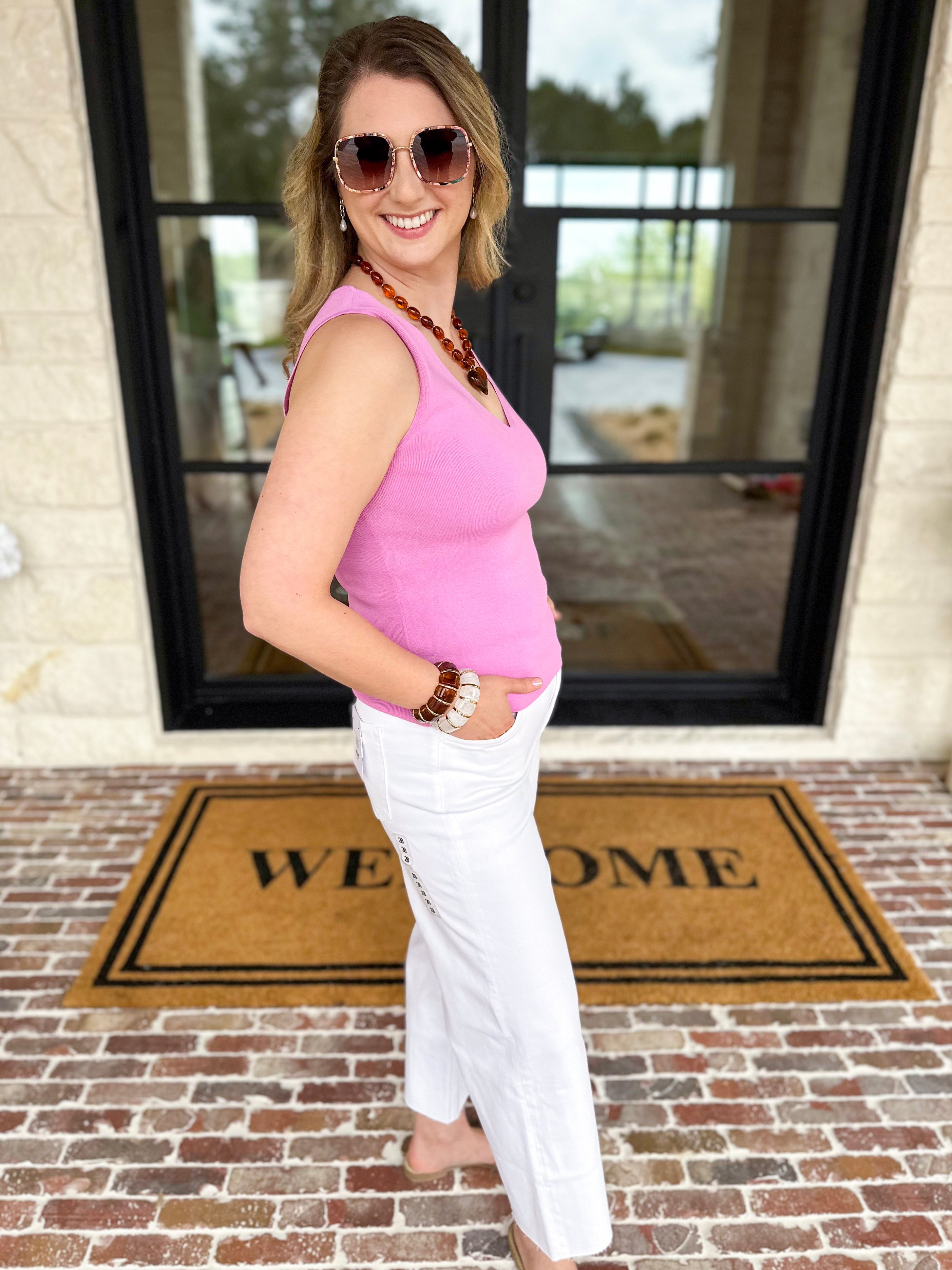 Current Air - Knit V-Neck Tank - Orchid-210 Casual Blouses-CURRENT AIR CLOTHING-July & June Women's Fashion Boutique Located in San Antonio, Texas