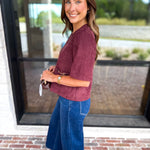 In Style Suede Top - Merlot-200 Fashion Blouses-ENTRO-July & June Women's Fashion Boutique Located in San Antonio, Texas