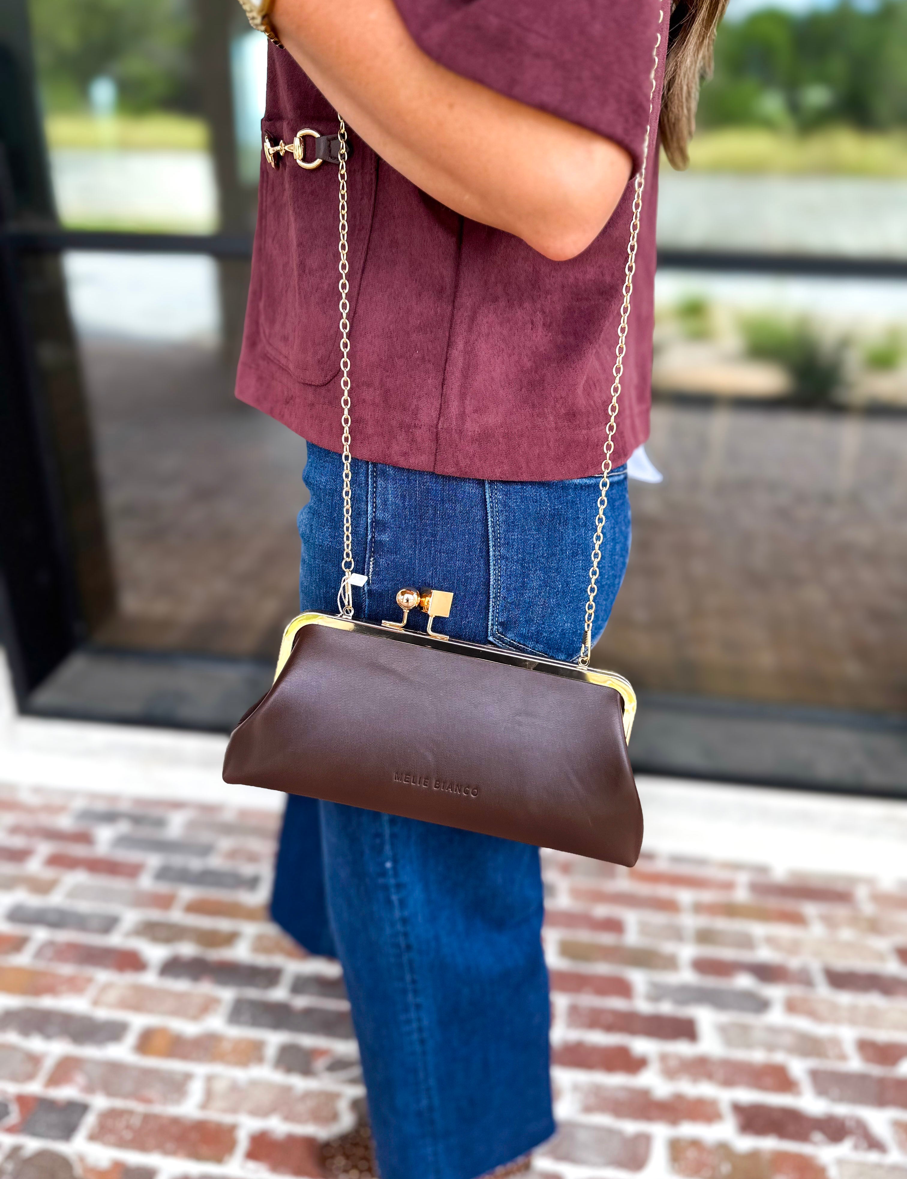Chrissy Clutch - Espresso-130 Accessories-MELIE BIANCO-July & June Women's Fashion Boutique Located in San Antonio, Texas