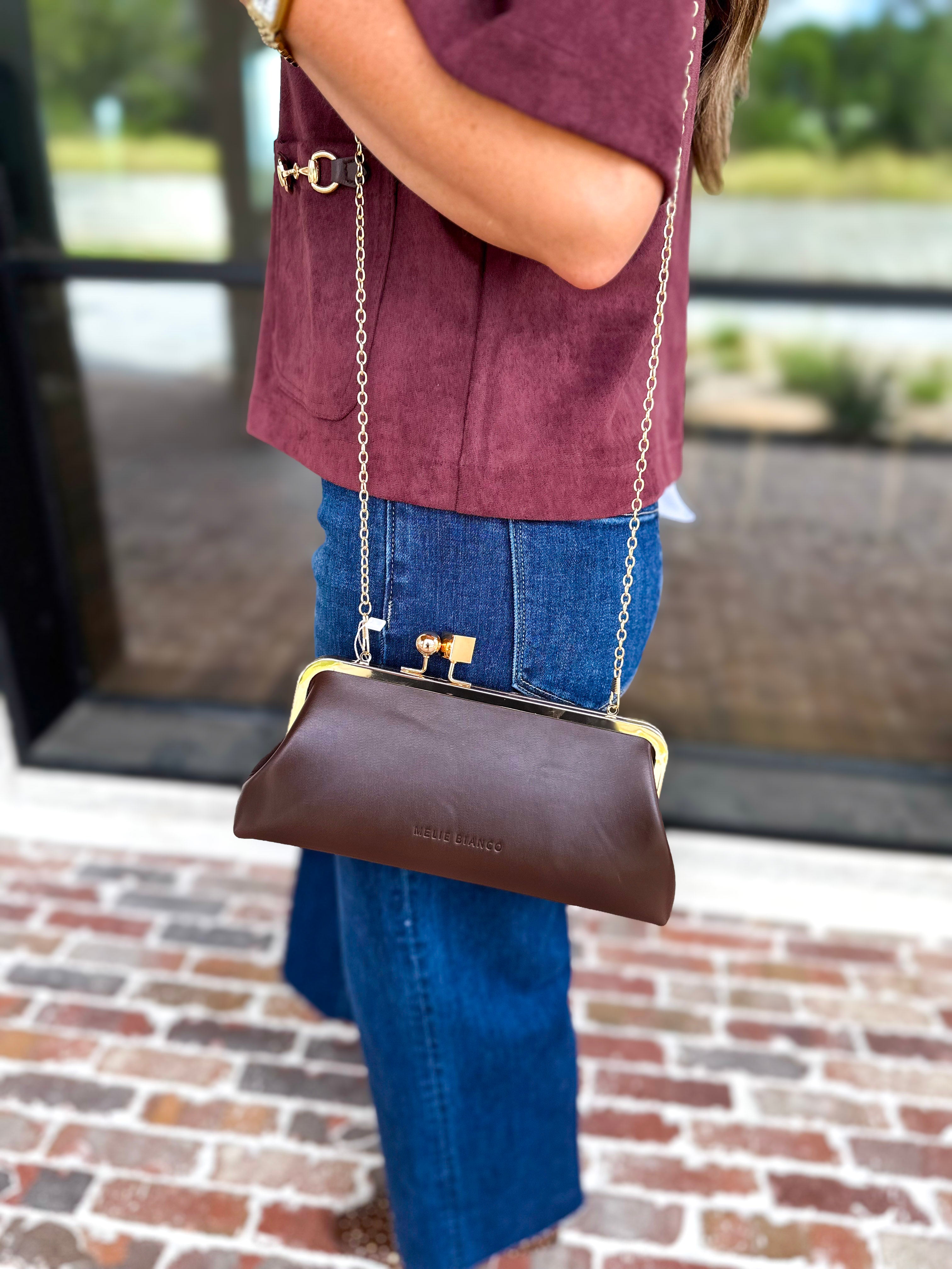 Chrissy Clutch - Espresso-130 Accessories-MELIE BIANCO-July & June Women's Fashion Boutique Located in San Antonio, Texas