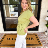 Comfy & Classy Top - Matcha-200 Fashion Blouses-ENTRO-July & June Women's Fashion Boutique Located in San Antonio, Texas